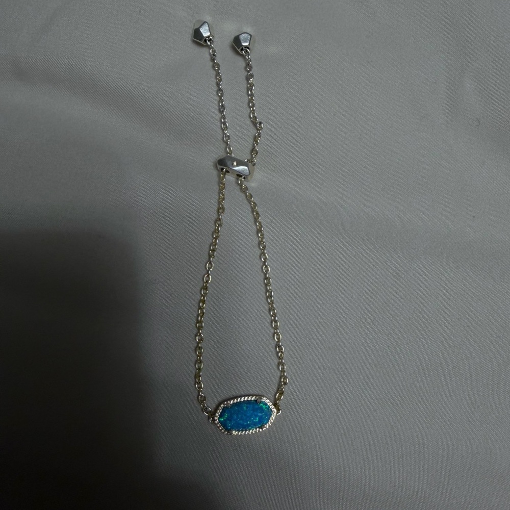 Kendra Scott Silver-tone Necklace with Bright Blue Oval Druzy